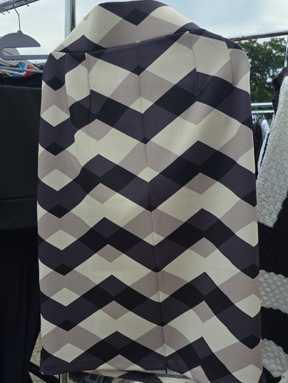 Eloquii Chevron Midi Pencil Skirt in Black & Cream